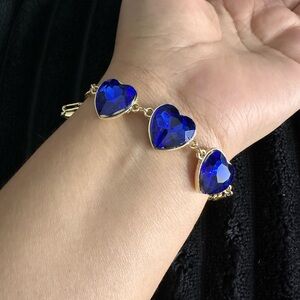 Plated Gold and Blue Heart Bracelet